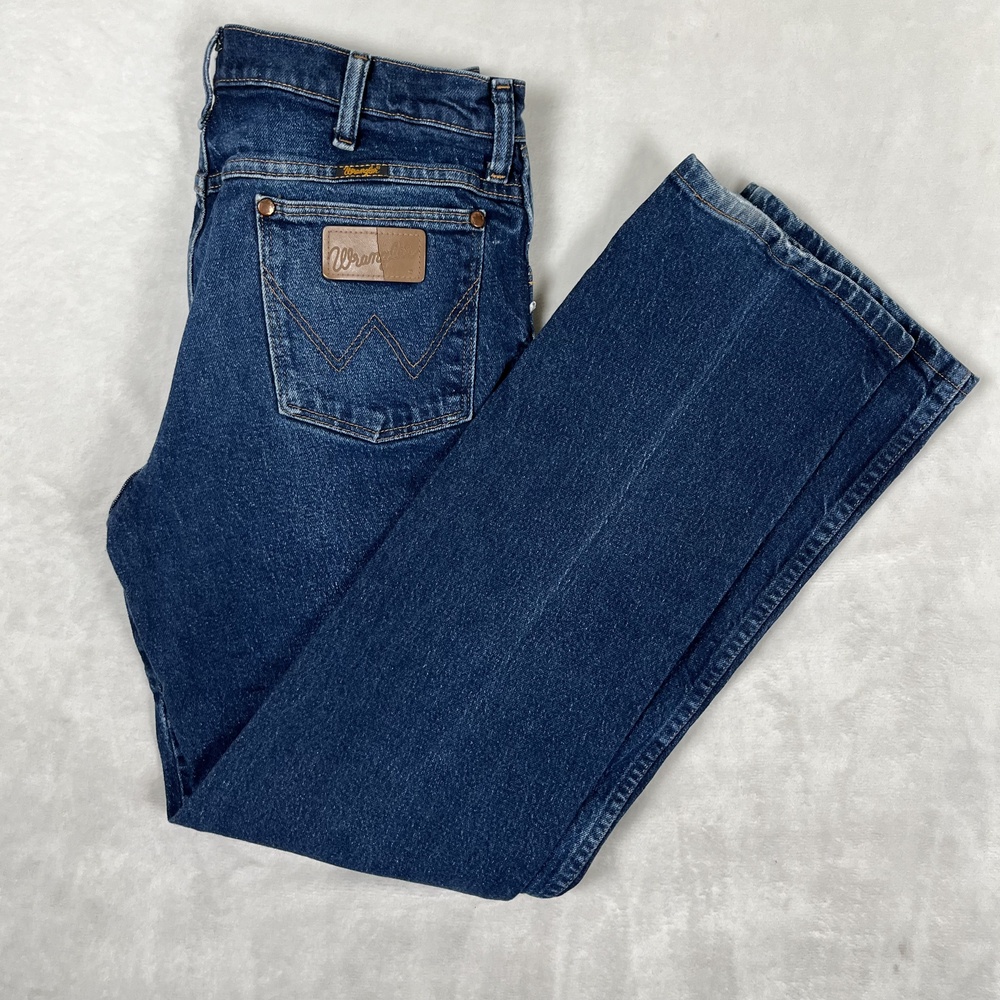 Vintage Wrangler 937STR Jeans Mens 32x32 Blue Straight Stretch Denim Med Wash
